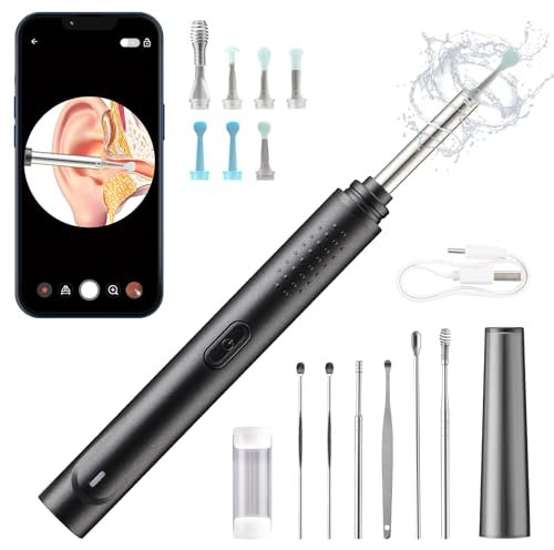 Jkevow Otoscope Oreille, Camera Oreille 1296P HD Kit Camera Oreille d'élimination du cérumen avec 6 lumières LED, outil de nettoyage d'oreille de 3,0 mm, adapté aux IPhone, IPad et Android