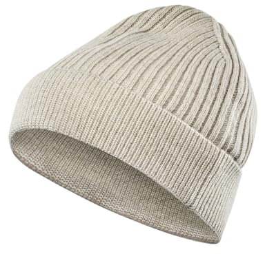 FALKE Unisex Beanie-Mütze Basic Fancy Lambswool U Be Wolle schnelltrocknend warm 1 Stück, Beige Linen Melange 4541, OneSize