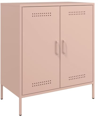 vidaXL Sideboard, Kommode mit Stauraum, Anrichte Schrank für Wohnzimmer, Beistellschrank Mehrzweckschrank, Industrie-Stil, Rosa Stahl