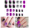 Halloween False Nails, Purple Halloween Short Square Press on Nails with Glue Stickers, Ghost Bat Spider Web Full Cover Acrylic False Nail Halloweens Cosplay False Nail for Women Girls A9ZSDFMJ