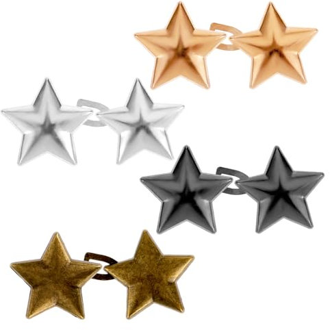 Prasacco Lot de 4 paires de pantalons étoilés pour resserrer les pantalons - Clip sans couture - Boutons - Pour pantalon en jean ample - Pour jeans amples - Pour jupes (or, argent, noir, bronze)