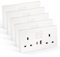 CNBINGO Double Switched Socket with 20W PD USB C and A Fast Charging Ports, Electric Power Sockets 2 Gang 13 Amp, White PC Plate Wall Outlet, 5 Pack