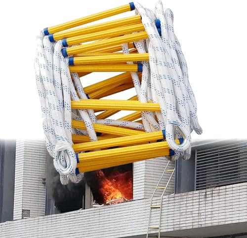 Feuerleiter, Feuerleiter aus Strick, Feuerleiter aus Strick, Notfall-Evakuierungsleiter mit 2 Haken, Rettungshilfe für die Flucht im Brandfall