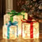 FWLWTWSS Light Up Present Boxes Christmas - 60 LEDs Decorations Parcels Lights With 8 Modes, Ornament With Bow, Set of 3 Xmas Light Under Tree Luminous Outdoor Decorative Gift