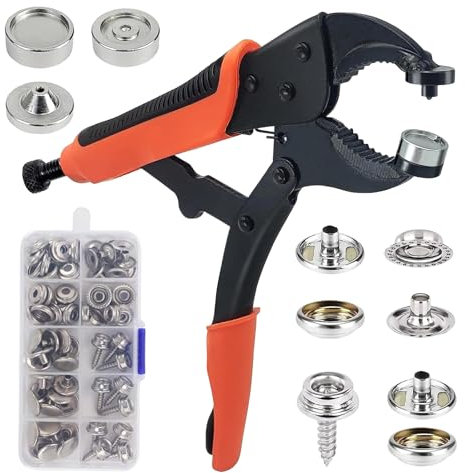 Lot de 20 boutons pression avec pince : kit d'outils à bouton-pression, outil de réglage à bouton-pression, 20 jeux de boutons-pression de 15 mm pour couvertures de bateaux, réparation de toile,
