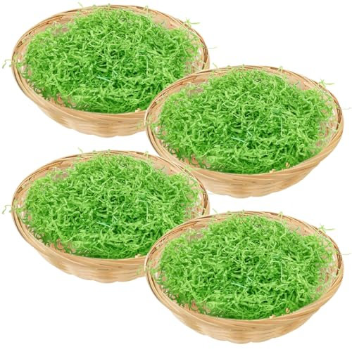 Bluelves 4 Stück OsterköRbchen + 200g Ostergras Grün,Osterkorb Zum Befüllen,Osternest mit Deko Gras und Eierfarbe,Osternester zum Befüllen,Osternest Basteln,Ostern Deko,Ostern Geschenkkorb