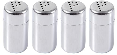 Vxcbad 4 saleros pequeños, pequeños saleros para viajes, divertidos saleros y pimenteros, para camping, saleros de acero inoxidable para restaurantes, camping y fiestas al aire libre (5 ml)
