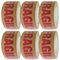 G4GOODS® 6 Rolls of Fragile Printed Kraft Paper Parcel Tape 50mm x 50m Brown Self Adhesive Eco-Friendly Packaging Tape Roll Ideal for Sealing Boxes Shipping Parcels and Packing Fragile Items Securely