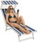 BAKAJI Lettino Prendisole Pieghevole da Mare con Tettuccio Parasole e Cuscino Poggiatesta Sdraio Stabilimento Piscina Spiaggia Professionale in Alluminio e Textilene 180 x 60 x 40 cm (Strisce Blu)