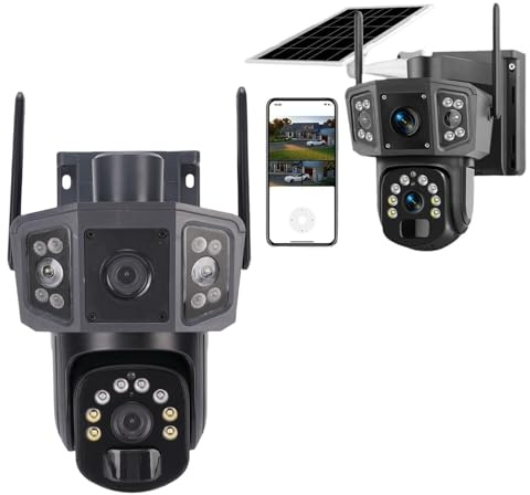 Sxhlseller 8MP HD Solar Überwachungskameras Drahtlose Outdoor, 360 Grad WLAN Kameras Dual Objektiv, WLAN Outdoor Kamera für die Sicherheit zu Hause, PIR Bewegungserkennung