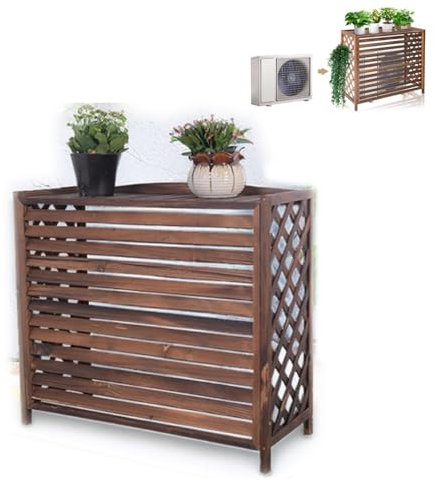 IMUNKT Massivholz-Klimaanlage Abdeckung Blumenständer Aus Holz Verkleidung Klimaanlage Außengerät Split Verstecken Klimaanlage Abdeckung Dekorative Regale Für Garten Balkon(100x43x94cm/40x17x37in)