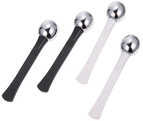 TOBBOMEY 4 Stücke Augenmassagegerät Manuelle Gesichtscreme Applikatoren Zinklegierung Harz Fördert die Aufnahme von Augencreme Lindert Schwellungen für Zuhause Schönheitssalons