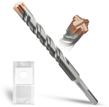 METOTY SDS Plus Hammer Drill Bit 18mm×210mm, with 4 Carbide Cutting Edges, Head with Coating, Masonry Drill, Hammer Drill, Concrete Drill, for Stone, Concrete, Natural Stone, Brick Wall