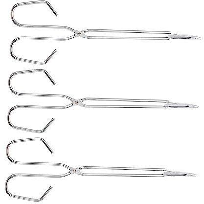 ibasenice 3pcs Long Handle Log Tongs Charcoal Holder BBQ Barbecue Tool 26cm Fireplace Tweezers for Outdoor Grilling and Camping