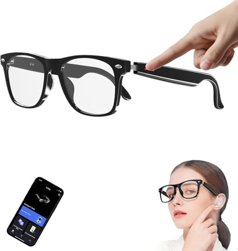 Cyanvue Ai Smart Glasses,smart Glasses with AI,smart Brille,brille Mit Kopfhörer Bluetooth,2025 Neu AI Übersetzungsbrille Mit 100+ Sprachen, Echtzeit Translation Kabellose Earbuds Antiblau-Licht-B