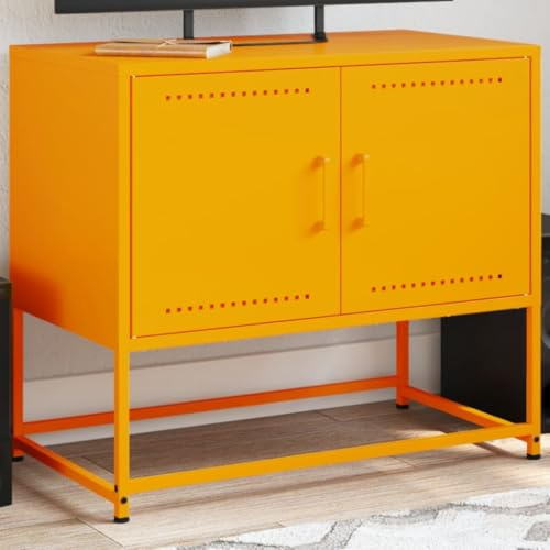 KTHLBRH TV-Schrank Senfgelb tv Bank Fernsehschrank Konsolentisch mit Schubladen wohnzimmerschrank 68,5x39x60,5 cm Stahl