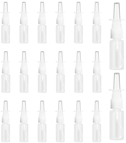 20 Transparent Fine Mist Plastic Nasal Spray Bottles 10ml, Portable Refillable Empty Nose Mist Sprayer for Rhinitis Care, Travel and Outdoor Use, Compact Nasal Spray Solution