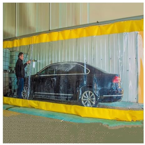 GRRICEPL Garage Divider Curtains, Transparent PVC Tarpaulin, Warehouse Divider Curtain Wall, Waterproof Vinyl Door Curtain for Car Wash(3x4m/9.8x13.1ft)