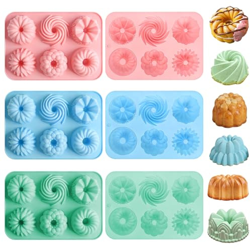 VUTYNKO Gugelhupfform Silikon, 3 Stück Silikon Gugelhupf Backformen Wiederverwendbar, Mini Muffinform Silikon mit Antihaftbeschichted für Kekse Bagels Muffins