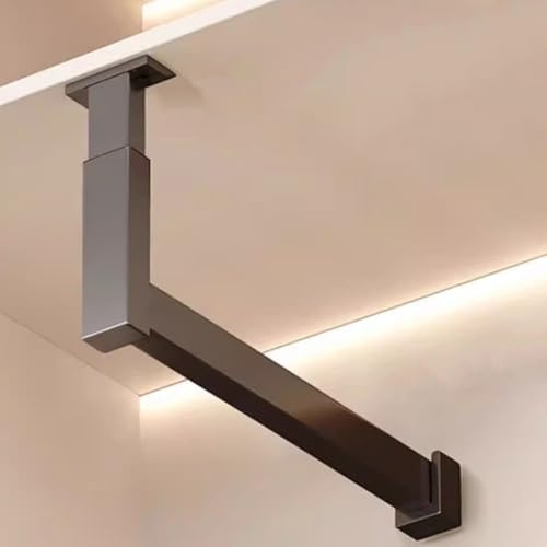 Blazea Verstellbare Kleiderstangen in L-Form, Platzsparende Kleiderstange zum Aufhängen von Kleidung, Schwarze Kleiderstange mit Organizer-Funktion(20in(50.8cm))