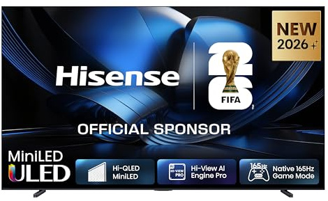 Hisense 100U7DSE Fernseher 100 Zoll, 4K UHD, Hi-QLED Mini LED, Smart TV, 165Hz, Hi-View AI Engine Pro, IMAX Enhanced, AI Lichtsensor, Dolby Vision.Atmos, Tuned by DeVialet, FreeSync Premium [2026]
