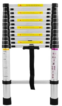 SAILUN® Teleskopleiter Ausziehleiter aus hochwertigem Alu Teleskop-Design Mehrzweckleiter, 13 Sprossen - 87cm bis 3,80m Anlegeleiter, 150 kg Belastbarkeit (3,8m)