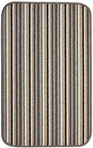 Dandy by William Armes, Ios Stripe Indoor Washable Rug, Silver, 80 x 50