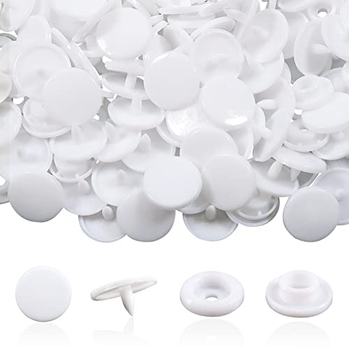 TOAOB T5 Kunststoff Druckknöpfe Nähfrei 12mm 200 Set Weiß Buttons für DIY Basteln Scrapbook