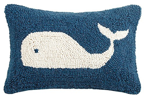 Peking Handicraft 30JSS757C12OB Whale Hook Pillow, 8X12 Throw Pillow