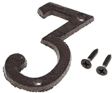 MagiDeal Fer Forgé Antique Maison Porte Numéro Signe Plaque Diy Chiffre Lettre - Numéro 3
