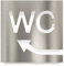 Edelstahl WC-Schild - selbstklebend & pflegeleicht - Design Toiletten-Schild mit Pfeil links W-07-E