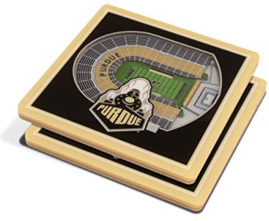 YouTheFan NCAA Purdue Boilermakers FB 3D StadiumView Coasters - Ross-Ade Stadium 4 x 4