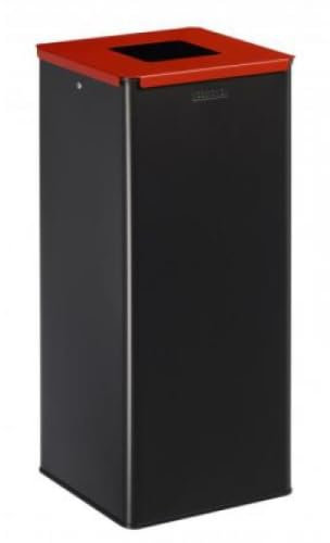 Poubelle de tri sélectif Calitri - métal - 40l - gris manganèse / rouge signalisation - RAL 3020