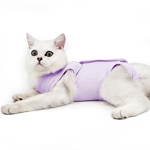 Dotoner Traje de recuperación Profesional para heridas Abdominales o Enfermedades de la Piel, Alternativo para Gatos y Perros, después de la cirugía, Ropa para el hogar(Púrpura,M