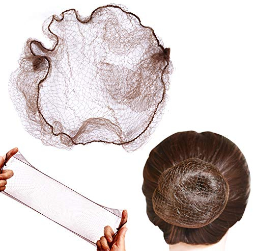 YANTAISIYU 50 Stück Nylon Haarnetz Dutt Unsichtbare Mesh Haarnetze Bun für Balletttanz und Haarfixierung (Braun)