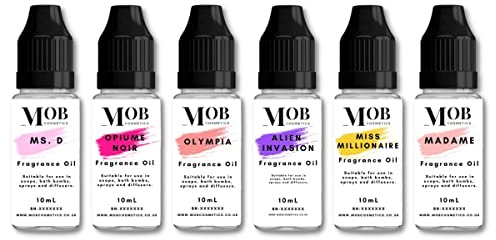 6 x 10mL Designer Fragrance Oils Highly Concentrated Suitable for Soaps, Bath Bombs, Reed diffusers, lotions, Sprays, Salts