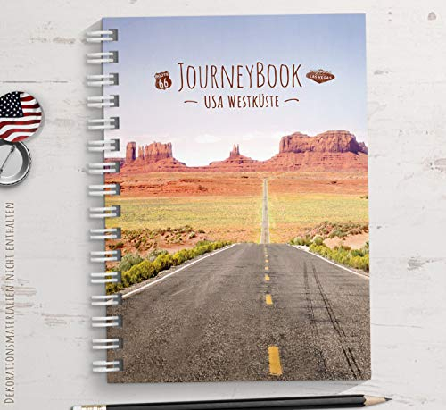 Kipitan Reisetagebuch USA/Amerika WESTküste zum selberschreiben oder als Abschiedsgeschenk - DIN A5 mit animierenden Aufgaben und Challenges und Reise-Zitaten