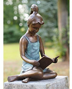 H. Packmor GmbH Bronzefigur großes lesendes Mädchen mit Buch Kind Gartenfigur Gartendekoration - 25x41x20 cm