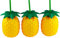 PDTXCLS BWG Set of 3 Pineapple Plastic Novelty Drinking Cups with Reusable Straws