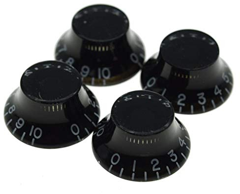 Dopro 4pcs USA(Imperial) LP Guitar Bell Knobs 24 Fine Splines Top Hat Knobs for USA Les Paul with CTS Pots Black