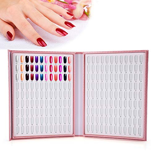 Nagel-Farbkarte Display, Professional Salon Nagel Gel Polish Display Chart Buch Nagel Gel Farbfelder Nail Art Showing Board Nagellack Color Card Board 216 Farben(Rosa)