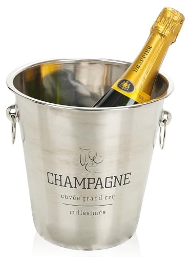 URBNLIVING Large Champagne Metal Party Bowl Wine Beer Ice Cooler Bottle Bucket 5 Styles (Rubber Base Champagne)