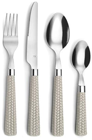 PRADEL ESSENTIEL - Ménagère 24 couverts de table pour 6 personnes - Paille - Acier inoxydable 18/0, Finition Standard - Taupe