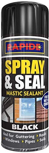 Spray N Seal Mastic Spray Paint Sealant Roof Window Pipes Guttering 300ml (3, Black)