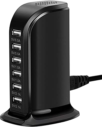 Chargeur USB Multiple, 30W Multi-Port USB Charging Station 6-Port USB Power Charger USB Hub Multi-Port USB Charger Compatible avec iPhone 12/13/14/15/16/Samsung S21/S22/S23/S24/tablette, etc.