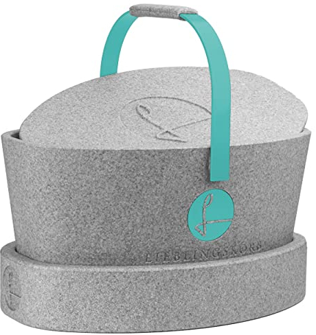 Lieblingskorb Complete silver grey (türkis) Einkaufskorb und Thermobox in einem, inklusive Deckel und Ring, isoliert, abwaschbar, Picknickkorb zum kühlen von Lebensmittel, Einkaufstasche