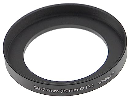 vhbw Step-Up-Ring Adapter von 58 mm auf 77 mm | kompatibel mit Matte Boxen 80 mm O.D. Filteradapter, Aluminium, Matt-Schwarz