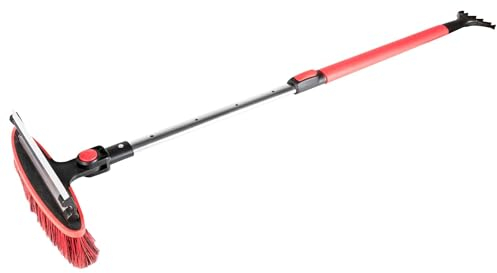 WALSER Balai à neige 3en1 avec grattoir à glace télescopique, grattoir à glace avec manche télescopique 92-132 cm rouge/noir