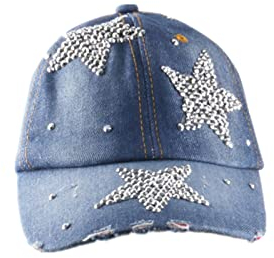 Baseballmütze Damen Mädchen Denim Blumen Diamant Baseball Cap Damen Mütze Jeans Kappe Basecap mit Glitzer