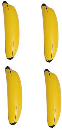 FOYTOKI Aufblasbare Banane Spielzeug 4 Stück 68cm PVC Obst Requisite Wasserspielzeug Deko für Pool Strand Sommer Fasching Karneval Halloween Party Fotorequisite für Erwachsene Kinder